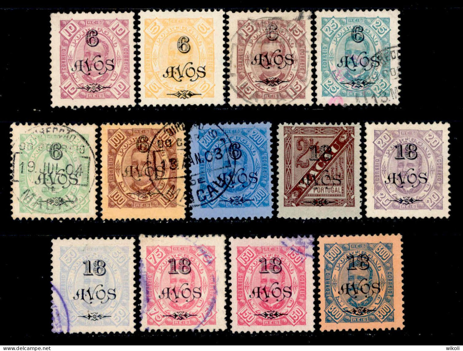 ! ! Macau - 1902 King Carlos W/OVP (Complete Set) - Af. 111 To 123 - Used & No Gum (cb 128) - Oblitérés