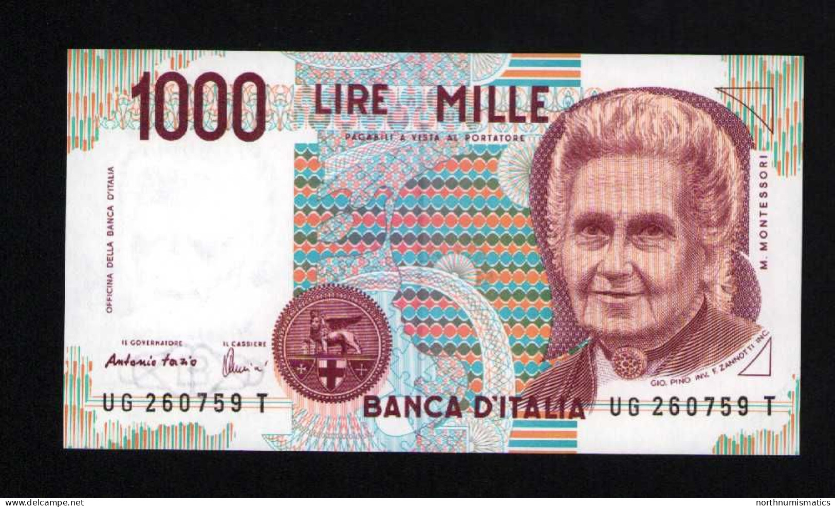 Italy 1000 Lire Unc 3 October1990 Prefix  UG----T - Sonstige & Ohne Zuordnung