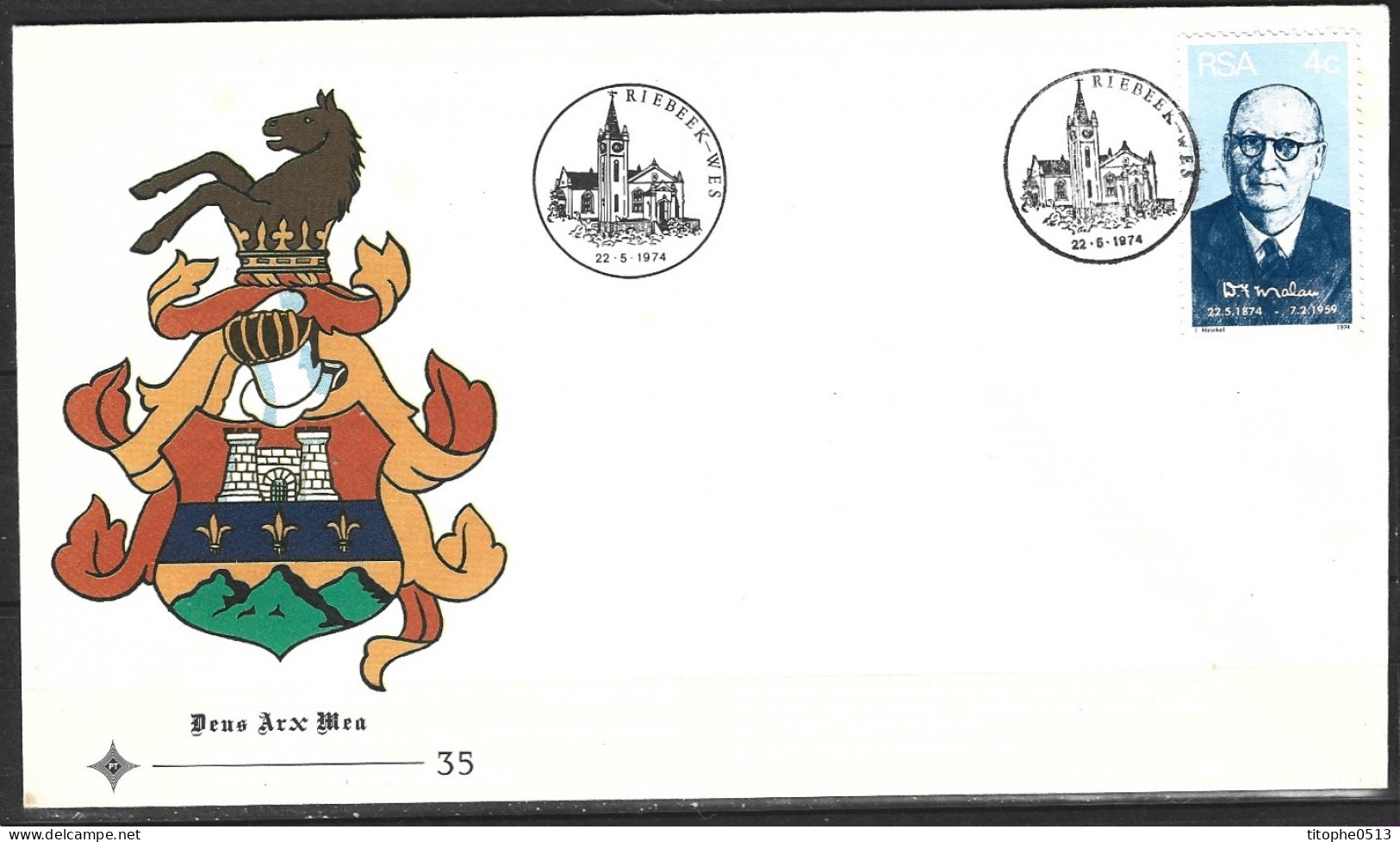 AFRIQUE DU SUD. N°354 De 1974 Sur Enveloppe 1er Jour. Premier Ministre Malan. - FDC