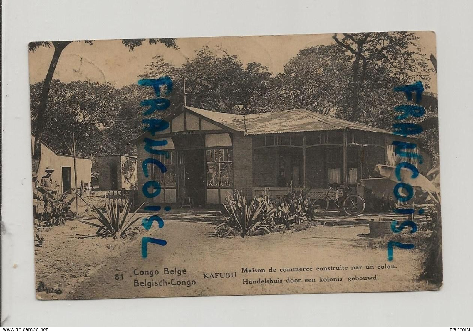 Congo Belge. Kafubu. Maison De Commerce Construite Par Un Colon. Animée, Vélo. 1925 - Congo Belge