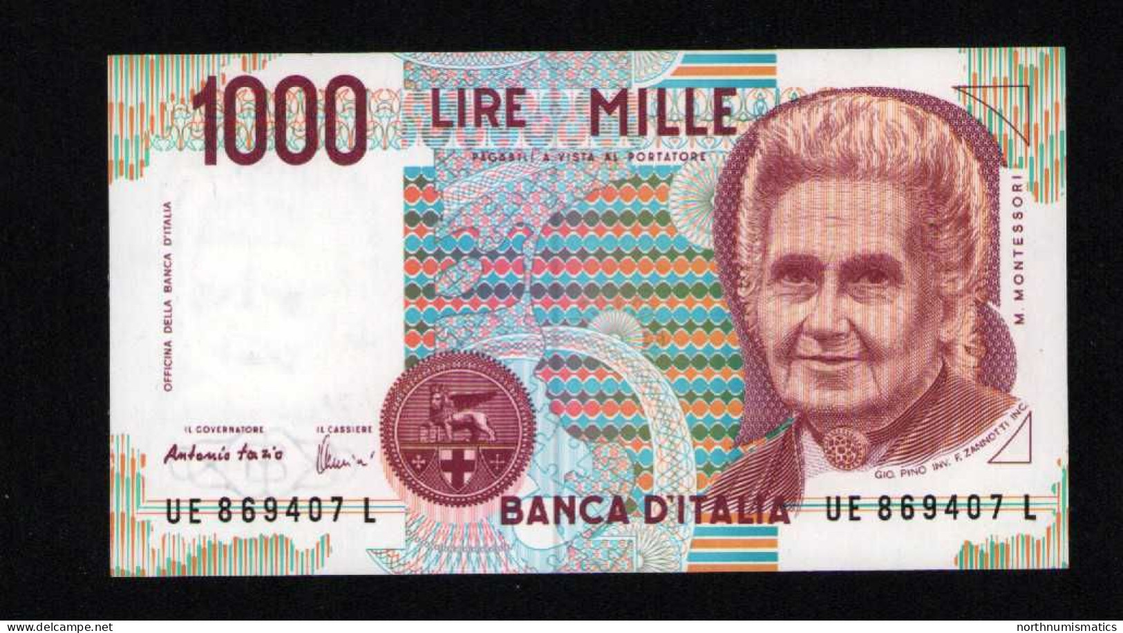 Italy 1000 Lire Unc 3 October1990 Prefix  UE----L - Other & Unclassified