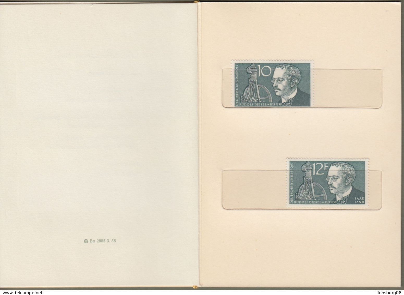 Bund + Saarland: Minister Card - Ministerkarte Typ II, Mi.-Nr. 284 + S. 432 **: " Rudolf Diesel " RR Joint Issue X - Brieven En Documenten