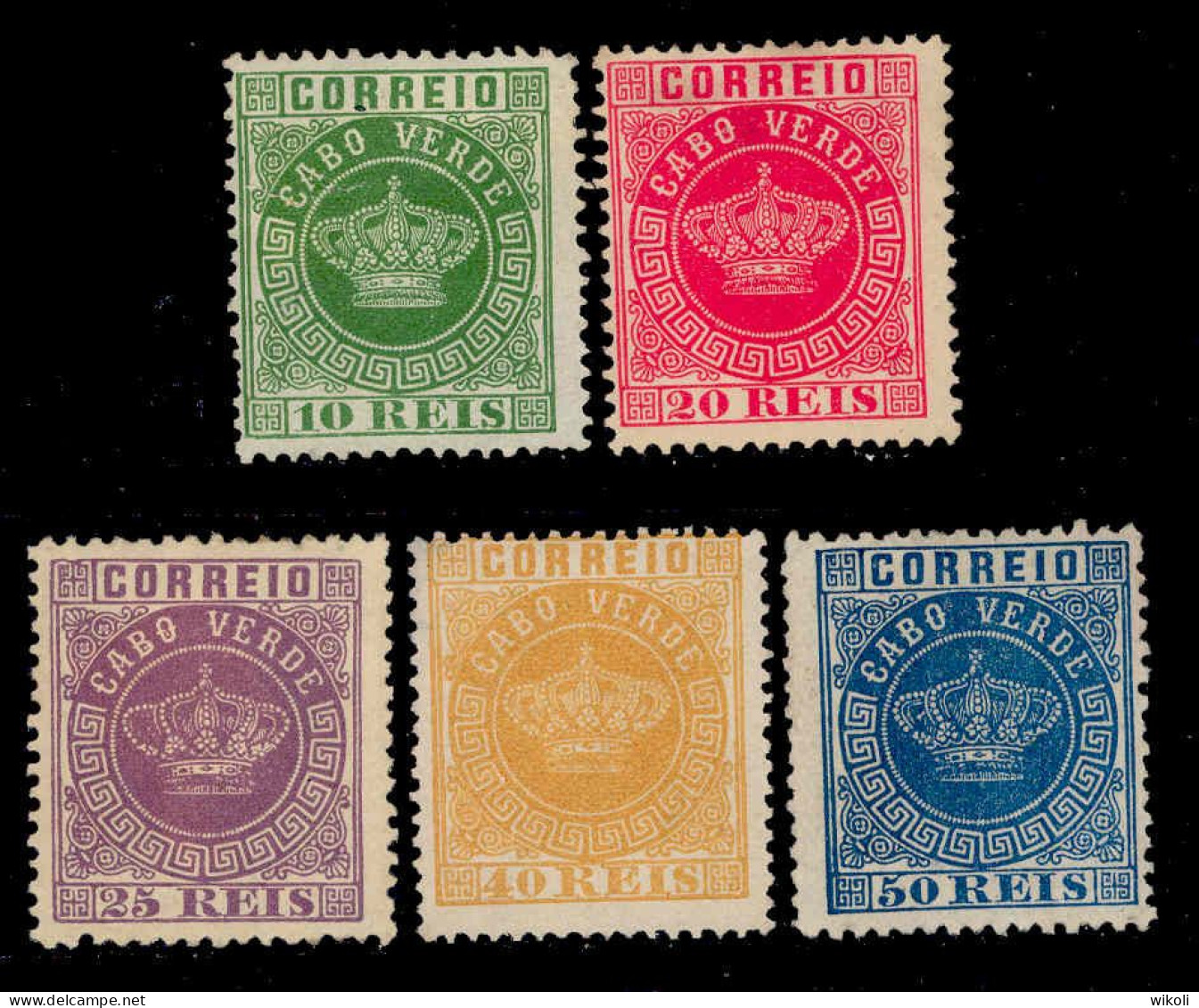 ! ! Cabo Verde - 1881 Crown (Complete Set) - Af. 10 To 14 - No Gum (cb 153) - Kapverdische Inseln