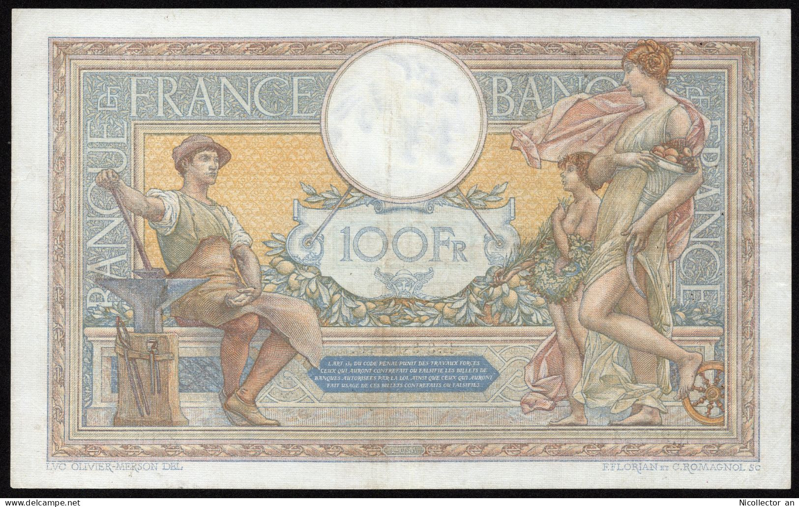 France 200 Francs 1989 ''Luc Olivier Merson" AXF Banknote - 100 F 1908-1939 ''Luc Olivier Merson''