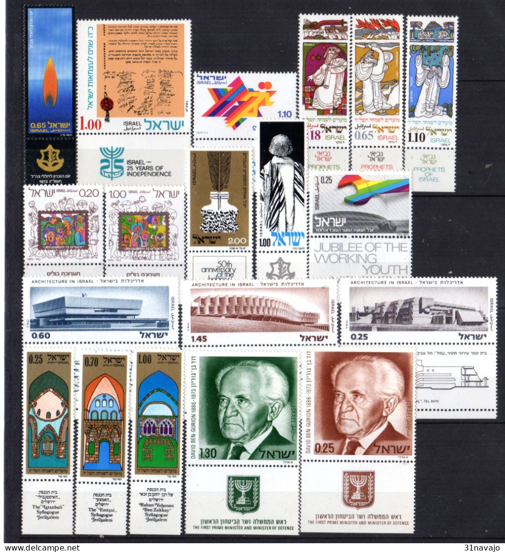 ISRAEL - Lot Timbres Neufs Avec Tab - 1970 / 1974 - Verzamelingen & Reeksen