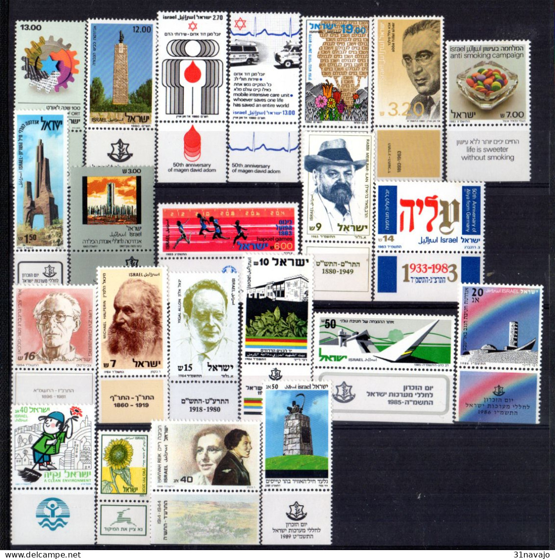 ISRAEL - Lot Timbres Neufs Avec Tab - 1980 / 1989 - Lots & Serien