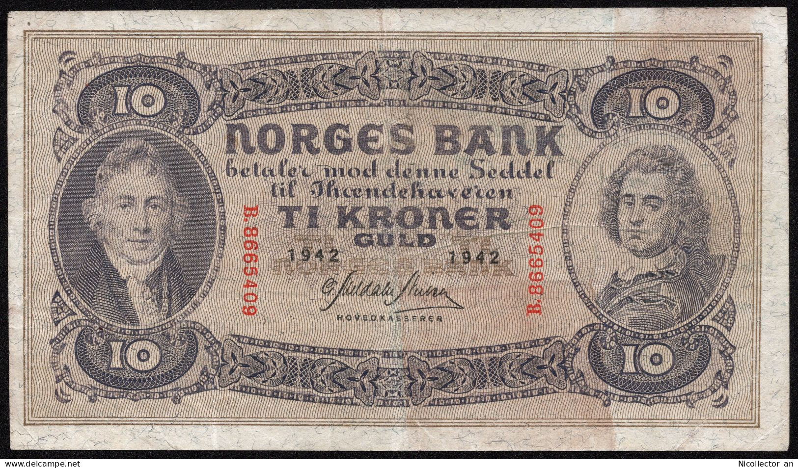 Norway 10 Kroner 1942 VF Banknote - Noruega