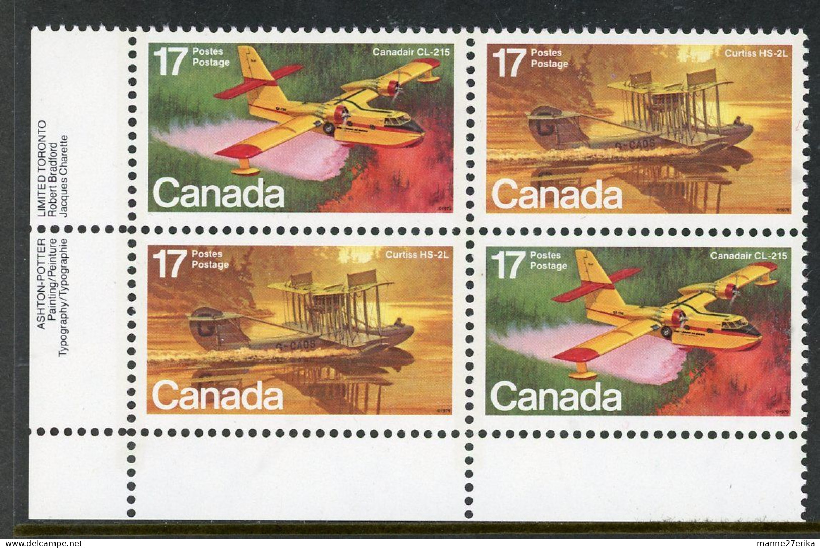 Canada MNH  Plate Block1979 "Aircraft Flying Boats" - Altri & Non Classificati