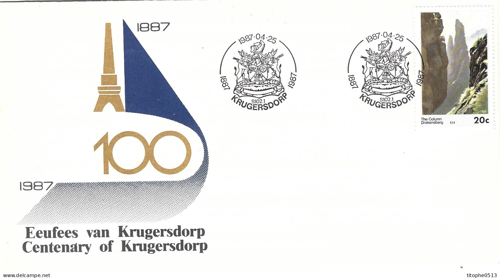 AFRIQUE DU SUD. Enveloppe Commémorative De 1987. Ville De Krugersdorp. - Briefe U. Dokumente