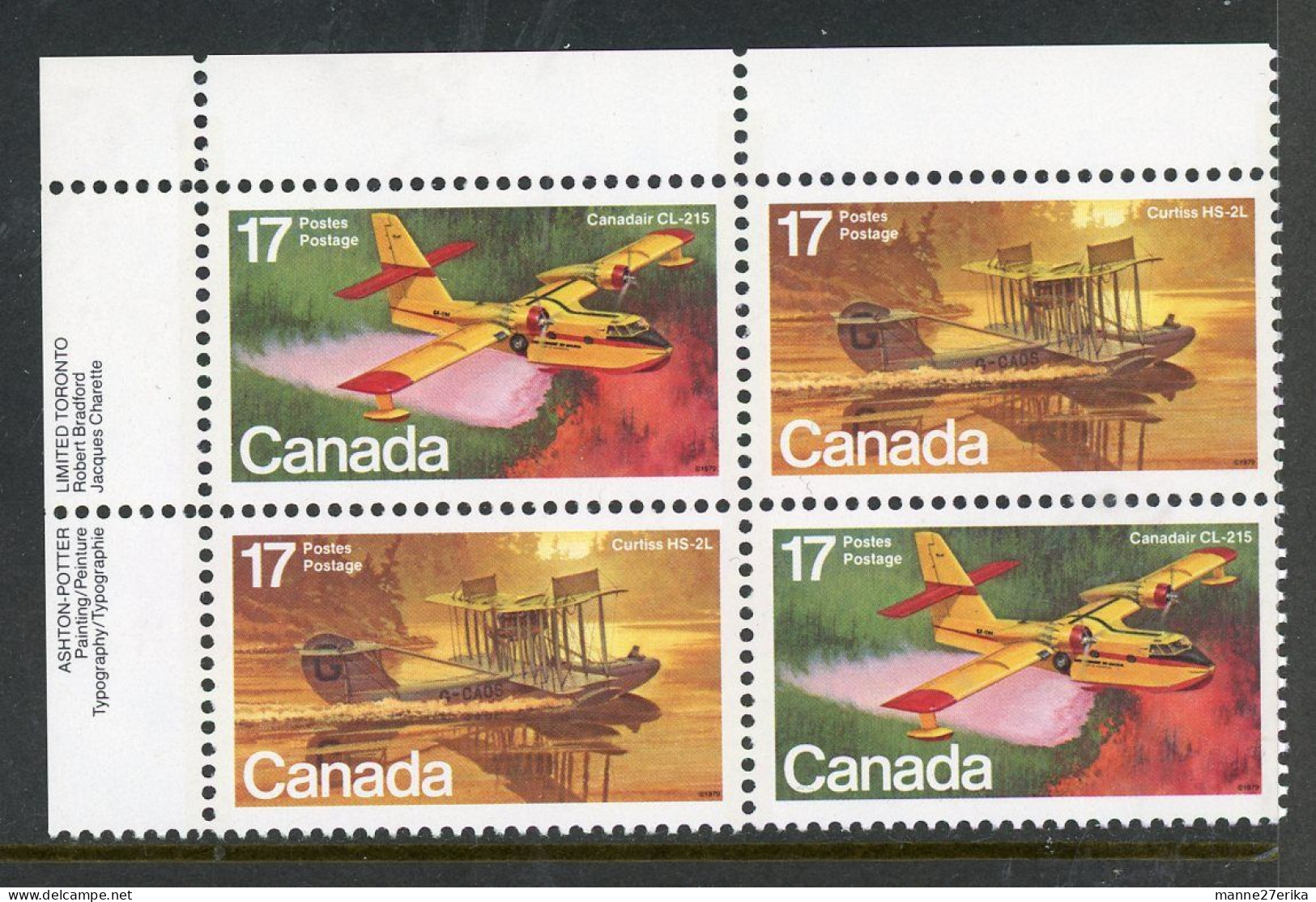 Canada MNH  Plate Block1979 "Aircraft Flying Boats" - Autres & Non Classés