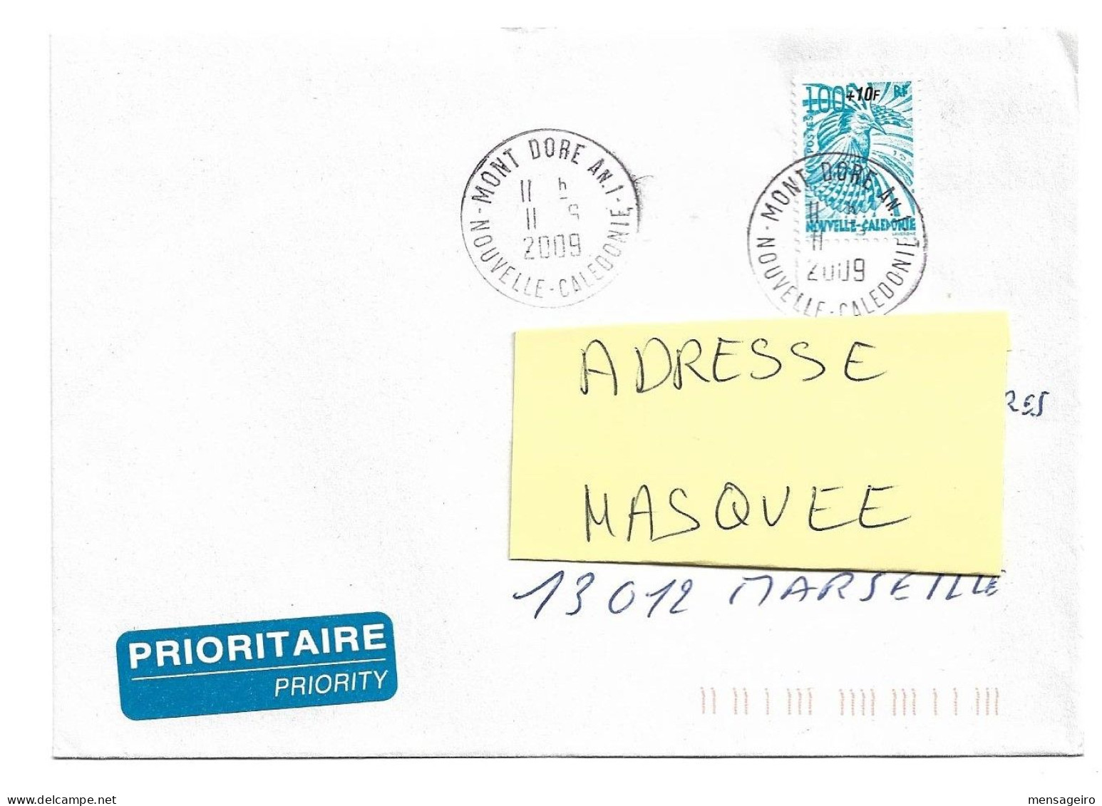 (C03) - NOUVELLE CALEDONIE - Y&T N°963 (?) SEUL SUR LETTRE MONT DORE AN 1 => FRANCE 2009 - Covers & Documents