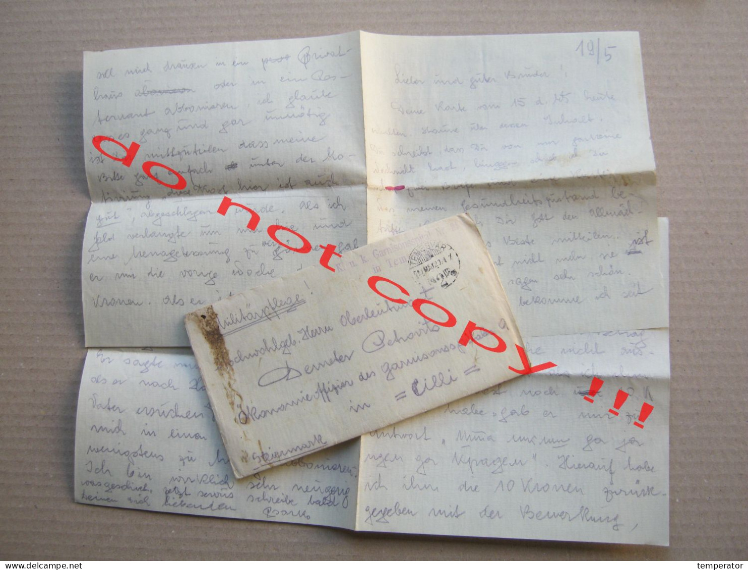 WW1 / Envelope With Content - K. U. K. Garnisonsspital Nr. 21 In Temesvar / To Cilli Steiermark, Slovenia - Covers & Documents