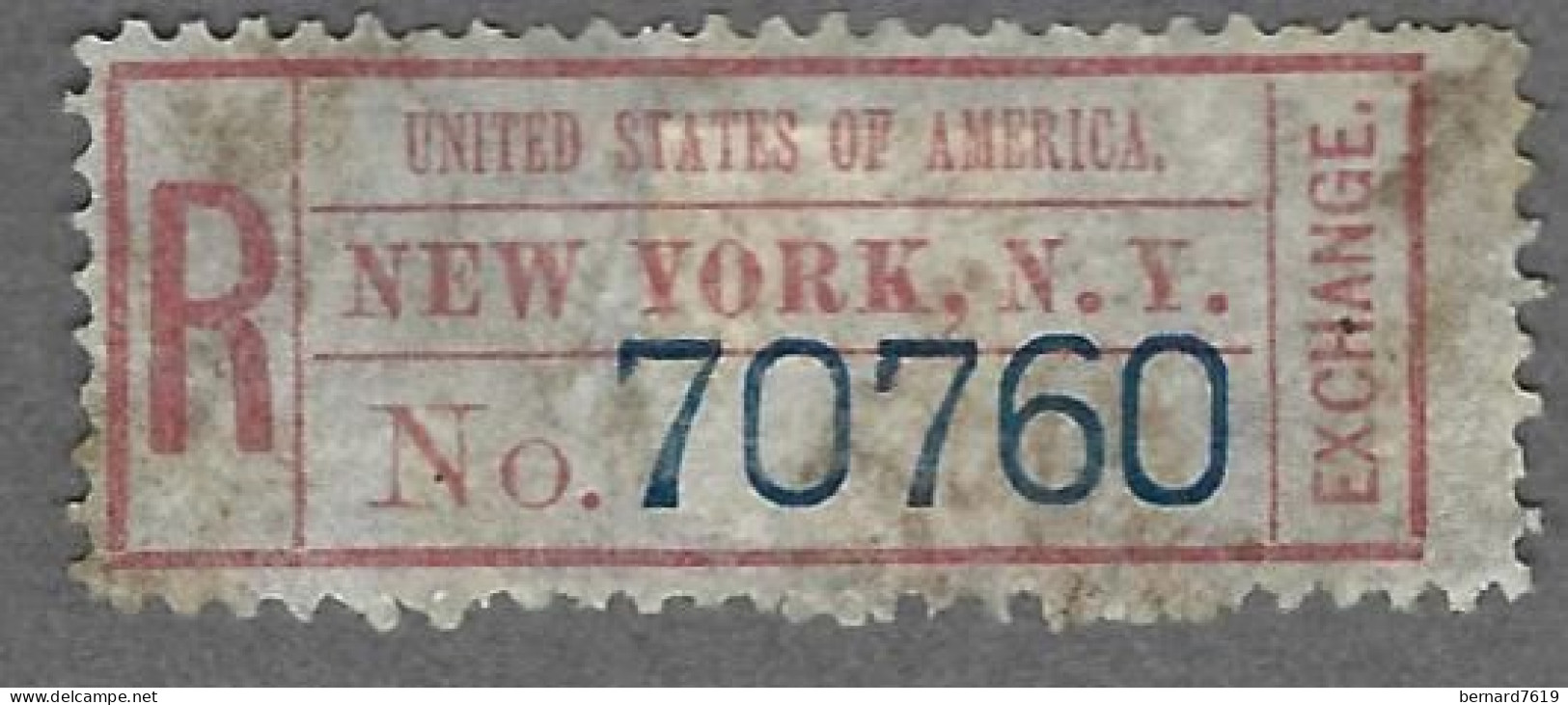 Recepisse  Ancien   De Lettre Recommandee   -  Etats Unis - New York - Andere & Zonder Classificatie