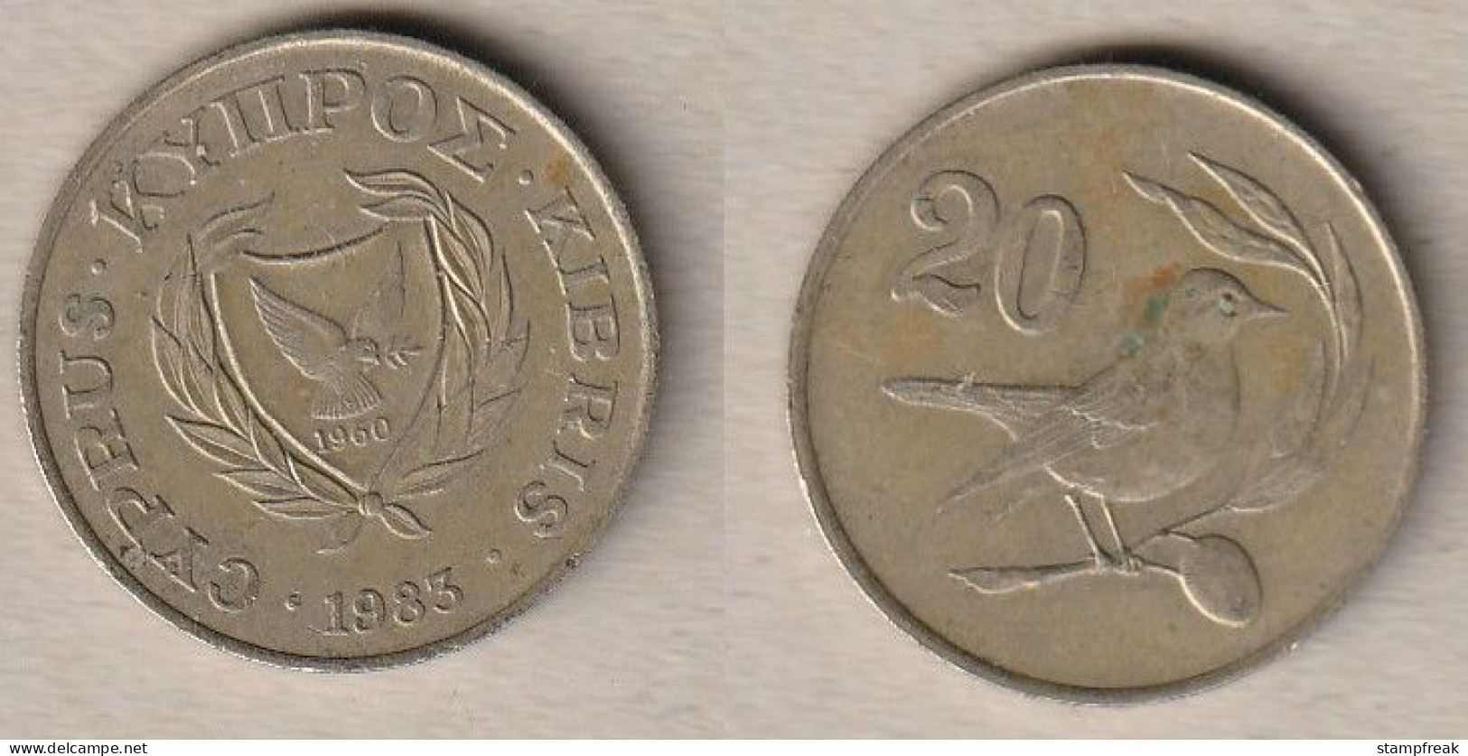 00722) Zypern, 20 Cent 1983 - Chipre