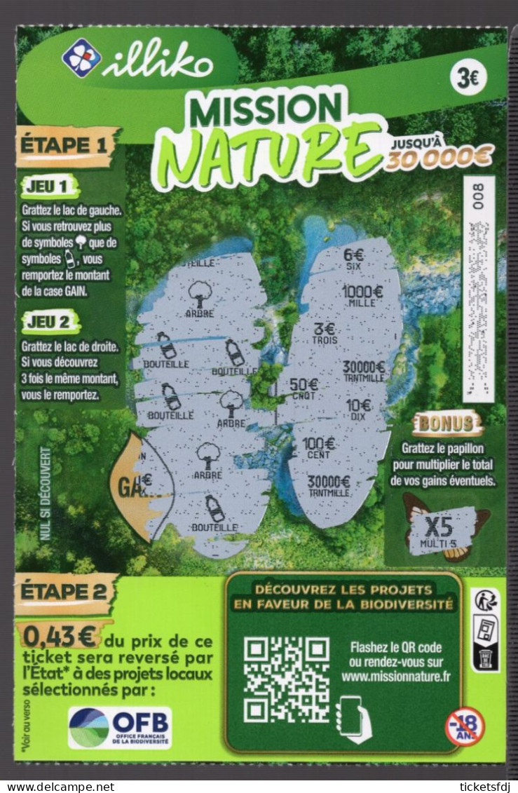 Grattage ILLIKO - MISSION NATURE 80701 - FRANCAISE DES JEUX - Billetes De Lotería