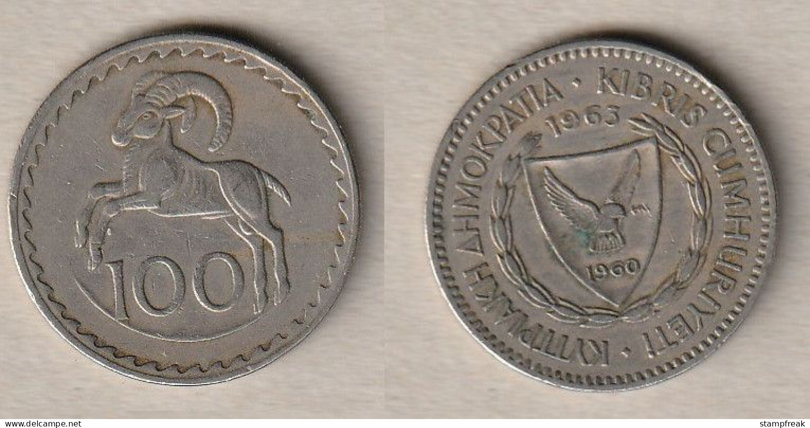 00721) Zypern, 100 Mills 1963 - Chypre