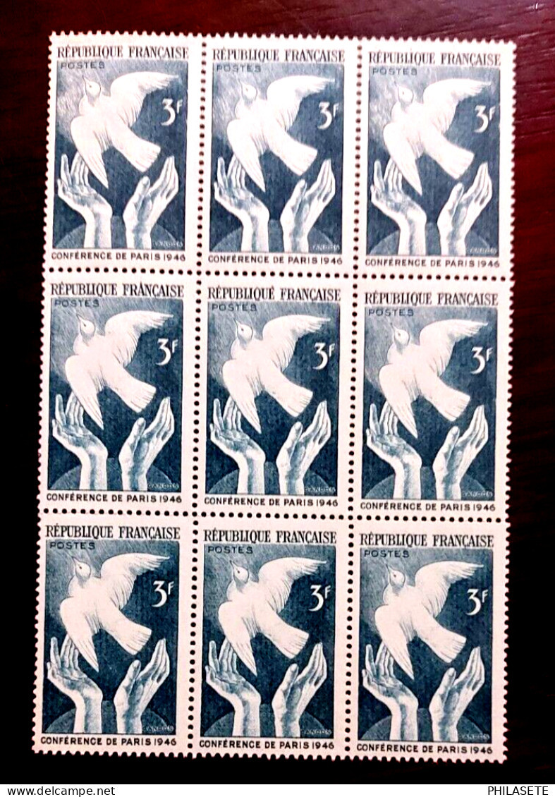 France 1946 Neuf** Bloc De 9 Timbres YV N° 761 Conférence De Paris - Feuilles Complètes