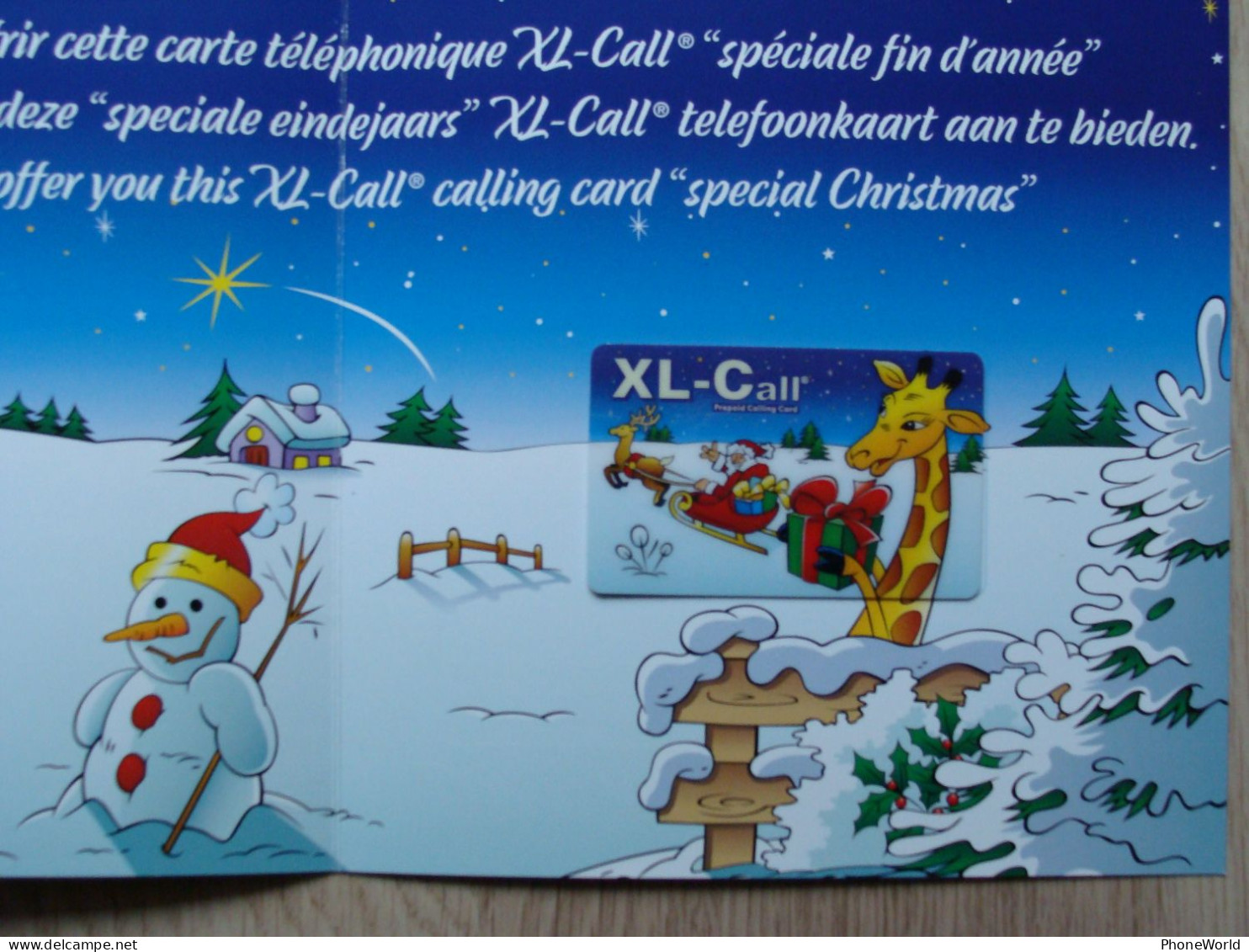 Belgacom, XL-Call 2002/2003 Christmas Folder + Mint Phonecard, Santa - [2] Prepaid & Refill Cards