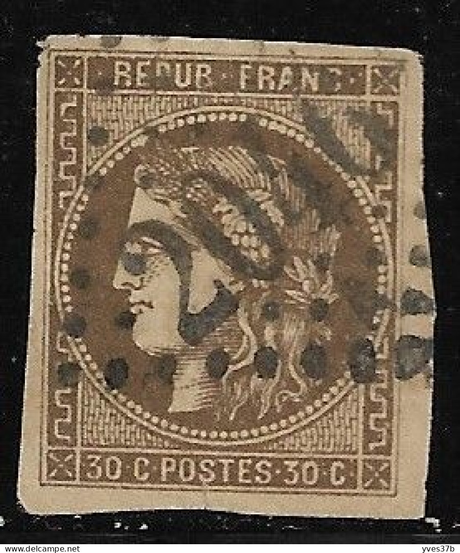FRANCE N°47 - Oblitéré - Dérisoire Pelurage, 4 Belles Marges - TB - - 1870 Bordeaux Printing