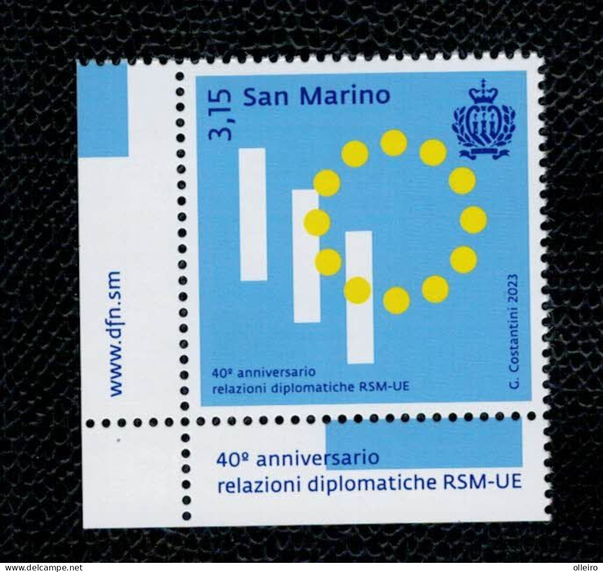 San Marino 2023 40° Anniversario Delle Relazioni Diplomatiche Tra San Marino E UE 1v Complete Set ** MNH - Unused Stamps