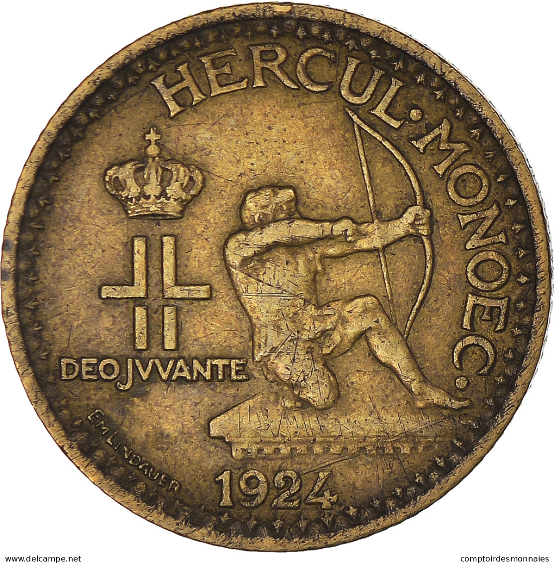 Monnaie, Monaco, Louis II, Franc, 1924, Poissy, TB+, Bronze-Aluminium - 1922-1949 Luigi II