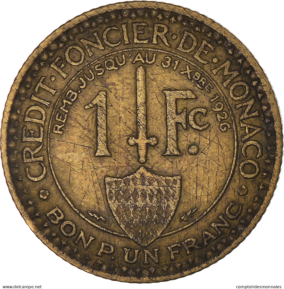 Monnaie, Monaco, Louis II, Franc, 1924, Poissy, TB+, Bronze-Aluminium - 1922-1949 Luigi II