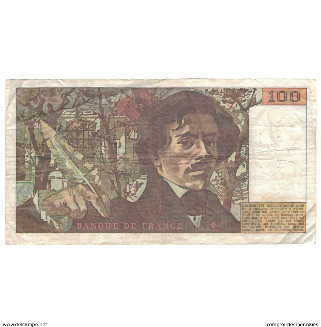 France, 100 Francs, Delacroix, 1979, A.11, TB, Fayette:69.02C, KM:154b - 100 F 1978-1995 ''Delacroix''