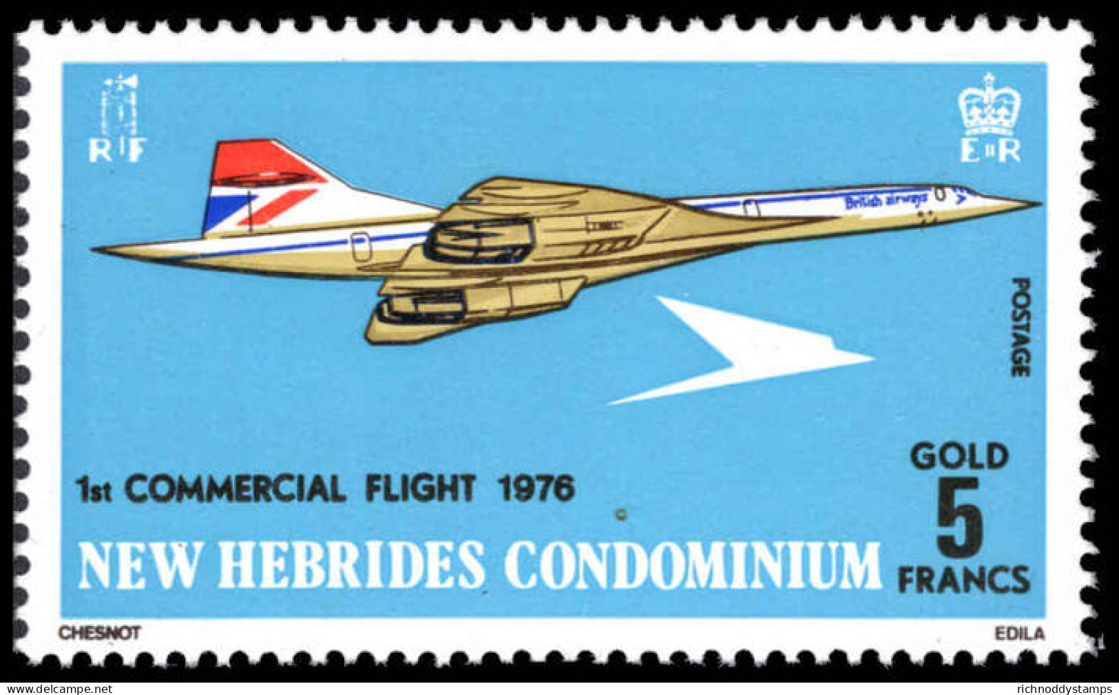 New Hebrides 1976 First Commercial Flight Of Concorde Unmounted Mint. - Ungebraucht