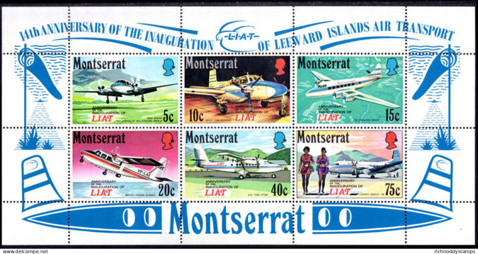 Montserrat 1971 14th Anniversary Of Inauguration Of LIAT Souvenir Sheet Unmounted Mint. - Montserrat