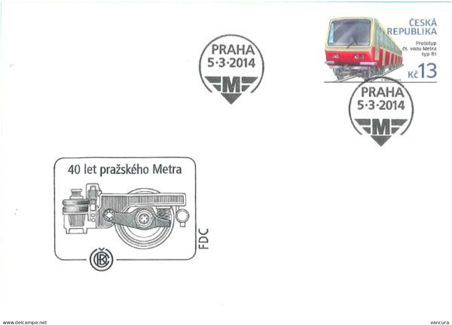 FDC 800 Czech Republic Prototype Of The First Czechoslovak Vehicle R1 For The Prague Metro 2014 - Tram