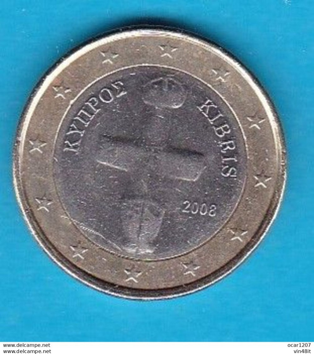 2008  -  CIPRO  - MONETA IN EURO - VALORE  1,00  EURO - USATA - - Zypern