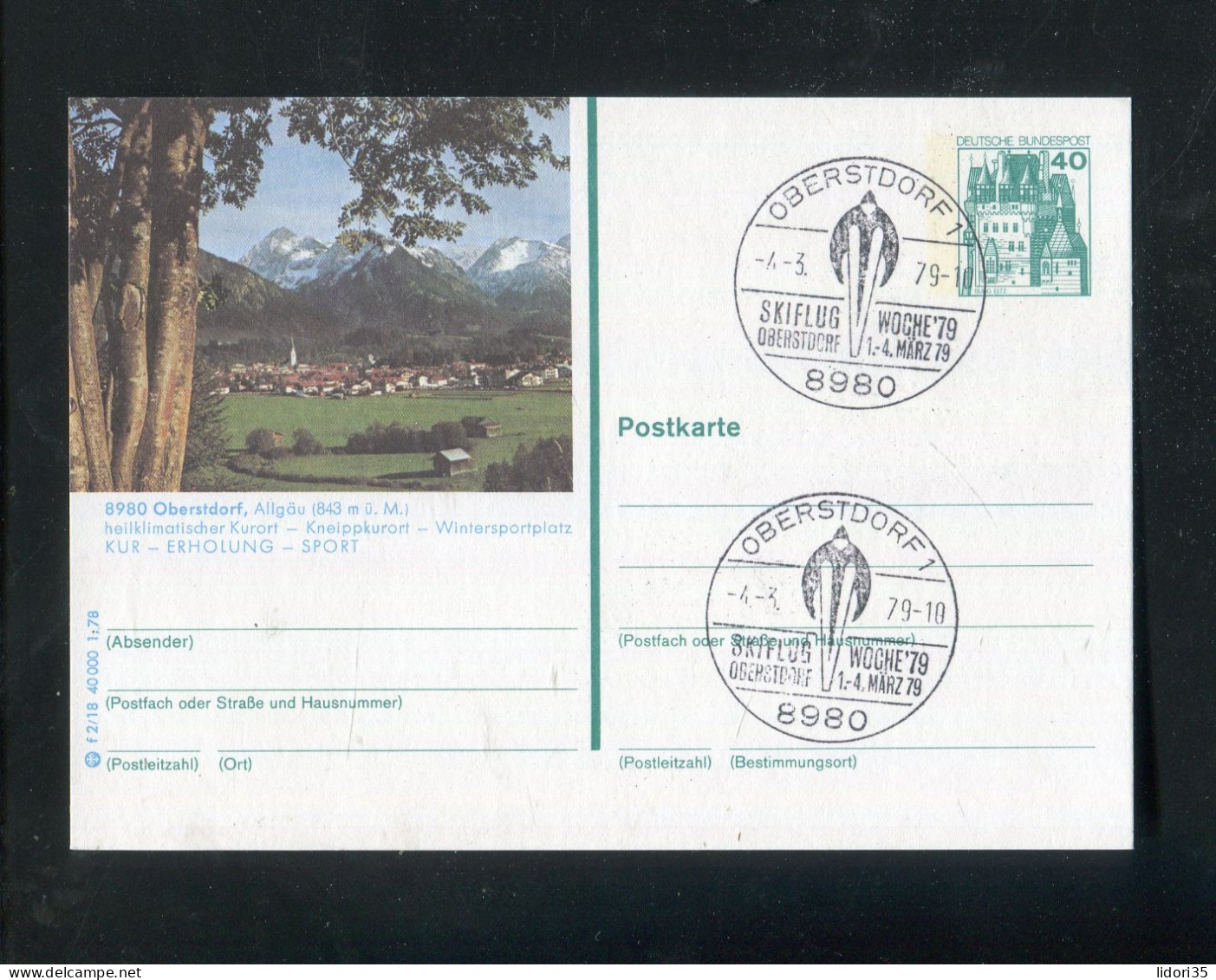 "BUNDESREPUBLIK DEUTSCHLAND" Bildpostkarte Mit Bildgleichem Stempel Ex "OBERSTDORF" (5097) - Cartes Postales Illustrées - Oblitérées