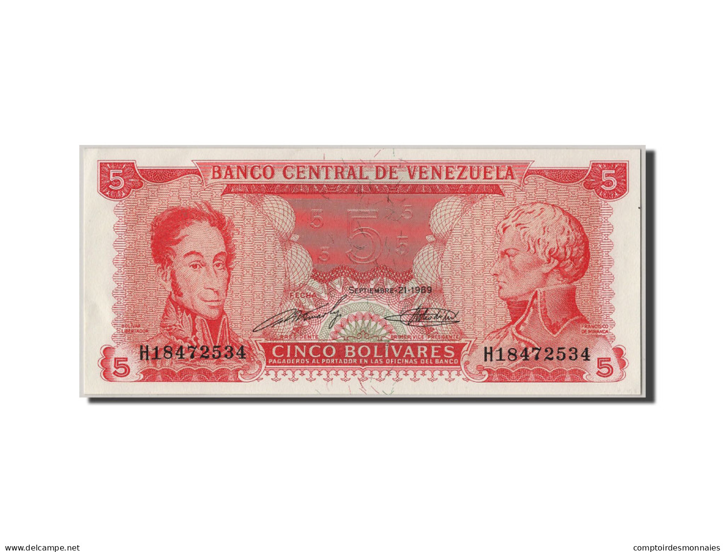 Billet, Venezuela, 5 Bolivares, 1989, 1989-09-21, SPL - Venezuela