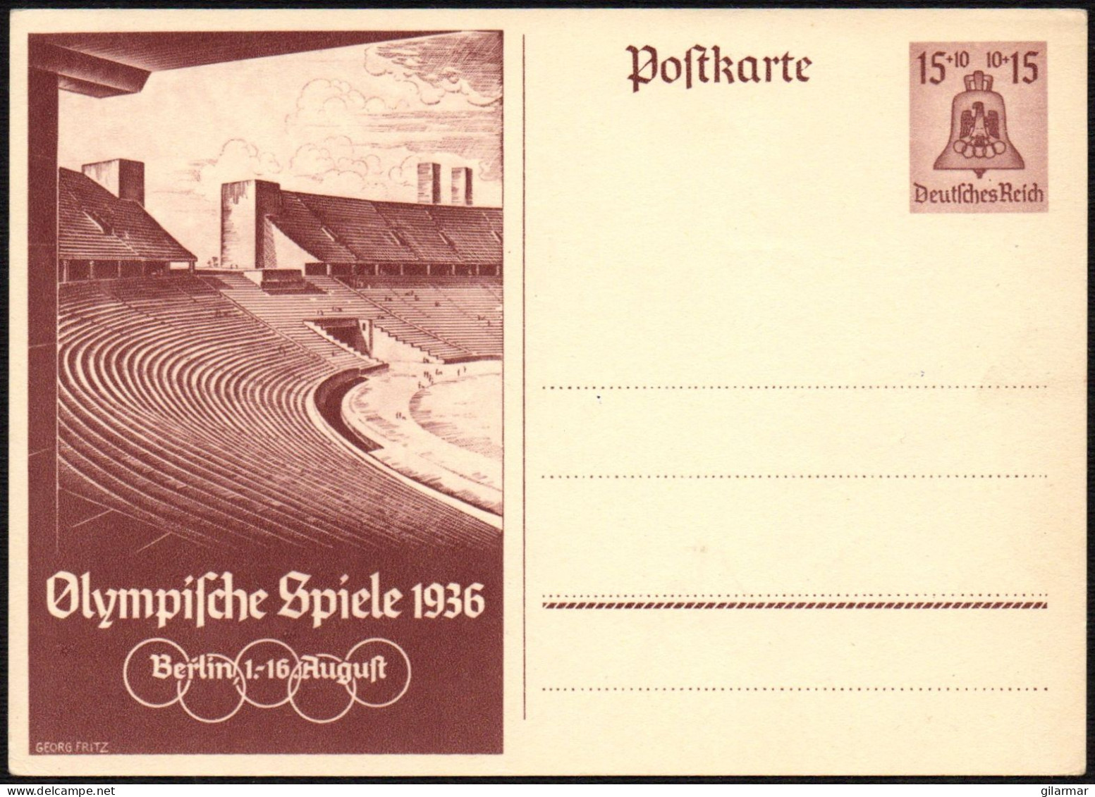 GERMANY BERLIN 1936 - OLYMPIC GAMES BERLIN '36 - OLYMPIC STADIUM POSTCARD - M - Summer 1936: Berlin