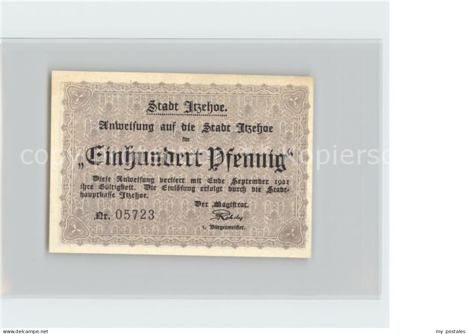 42086007 Itzehoe 100 Pfennig Schein Boekenberg - Itzehoe