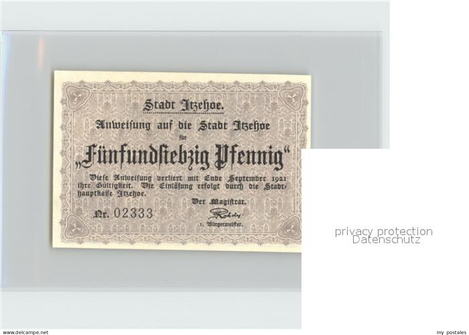 42086004 Itzehoe 75 Pfennig Schein Boekenberg - Itzehoe