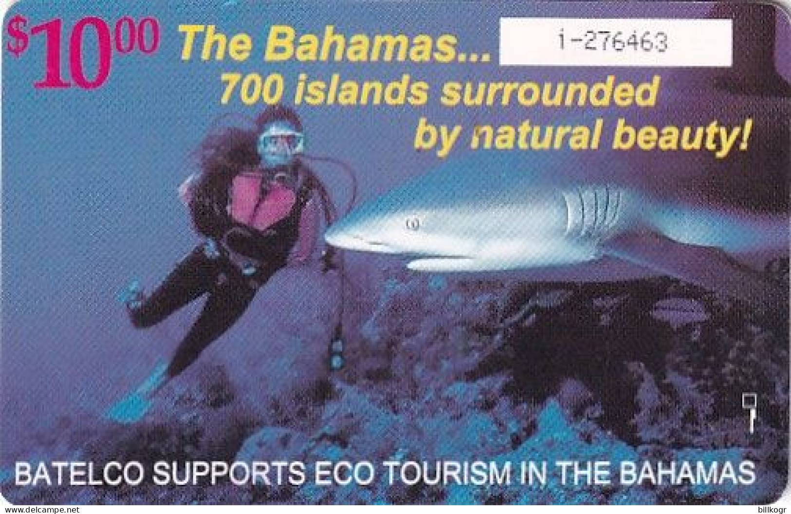 BAHAMAS ISL.(chip) - Eco Tourism Bahamas/Diving(BAH C9), Used - Bahama's