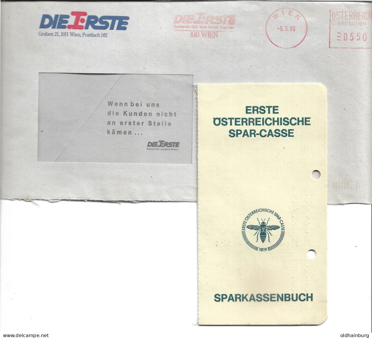 0090b: Erste Österreichische Sparkasse, Ein Freistemplerbeleg 1993 Und Ein 1980 Aufgelöstes Sparbuch - Stephansplatz