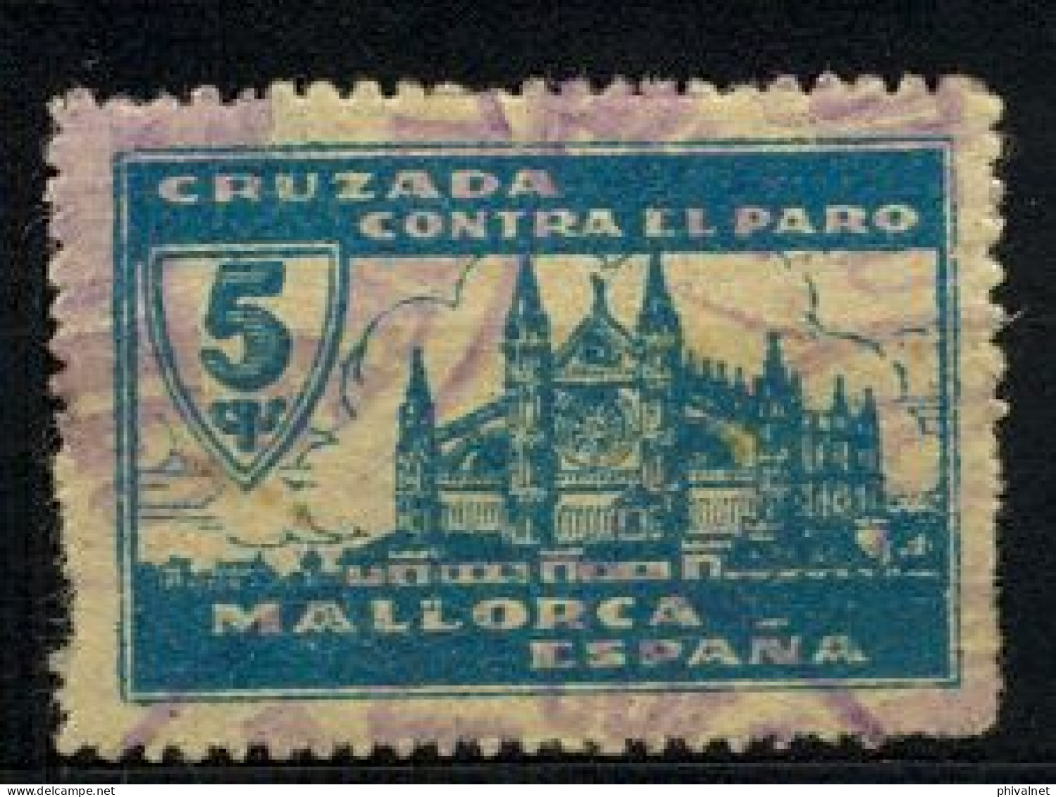 BALEARES , EMISIONES LOCALES , FESOFI Nº 41 CANC. , MALLORCA , CRUZADA CONTRA EL PARO , SERIE " B " - Viñetas De La Guerra Civil