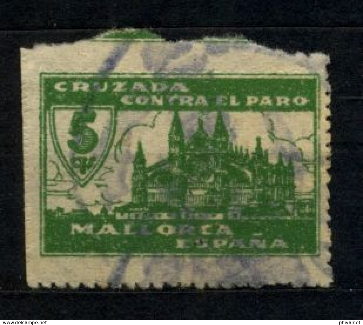 BALEARES , EMISIONES LOCALES , FESOFI Nº 44 CANC. , MALLORCA , CRUZADA CONTRA EL PARO , SERIE " W " - Viñetas De La Guerra Civil