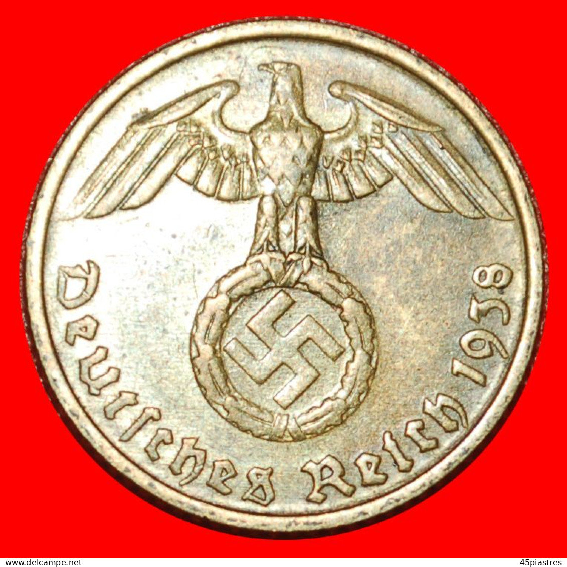 * SWASTIKA 1936-1939: GERMANY  5 PFENNIGS 1938D BAVARIA! THIRD REICH 1933-1945! · LOW START ·  NO RESERVE! - 5 Reichspfennig