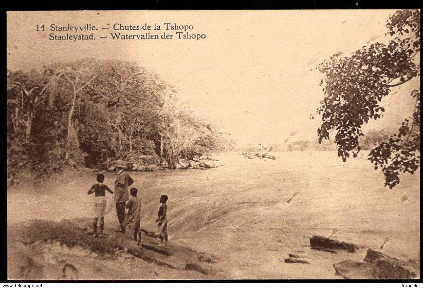 RUANDA URUNDI(1928) Tshopo Falls. Illustrated Postal Card Of Belgian Congo Overprinted For Use In Ruanda-Urundi. Sepia P - Stamped Stationery