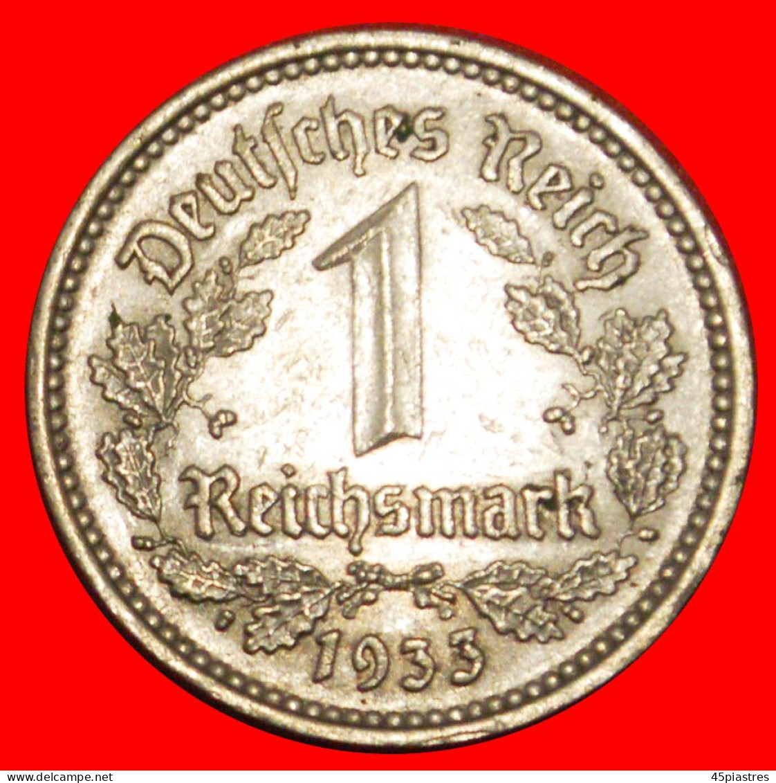 * NO SWASTIKA (1933-1939): GERMANY  1 MARK 1933A UNCOMMON! THIRD REICH (1933-1945) · LOW START ·  NO RESERVE! - 1 Reichsmark