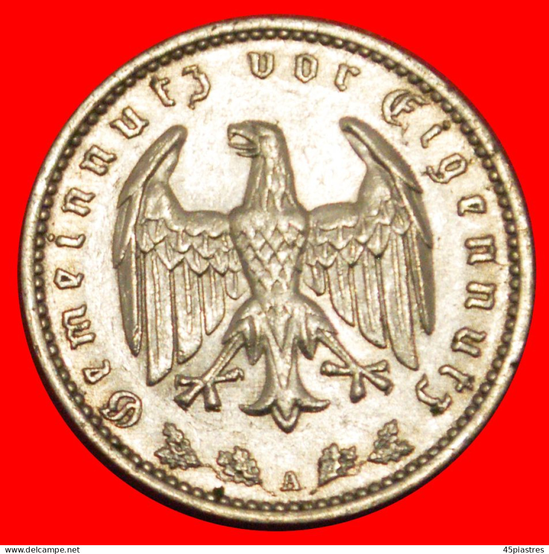 * NO SWASTIKA (1933-1939): GERMANY  1 MARK 1933A UNCOMMON! THIRD REICH (1933-1945) · LOW START ·  NO RESERVE! - 1 Reichsmark
