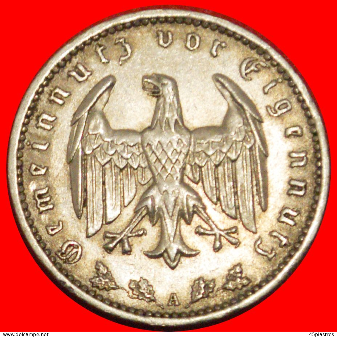 * NO SWASTIKA (1933-1939): GERMANY  1 MARK 1935A! THIRD REICH (1933-1945) · LOW START ·  NO RESERVE! - 1 Reichsmark