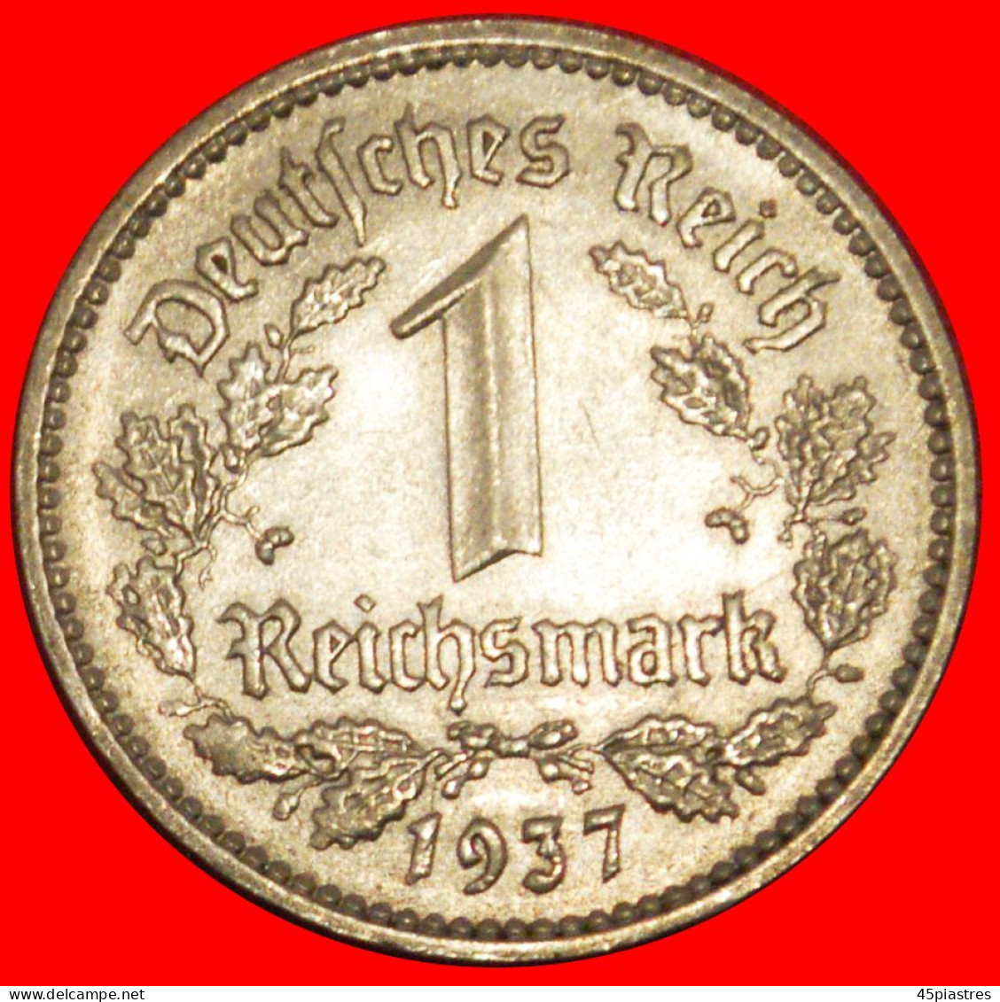 * NO SWASTIKA (1933-1939): GERMANY  1 MARK 1937A! THIRD REICH (1933-1945) · LOW START ·  NO RESERVE! - 1 Reichsmark