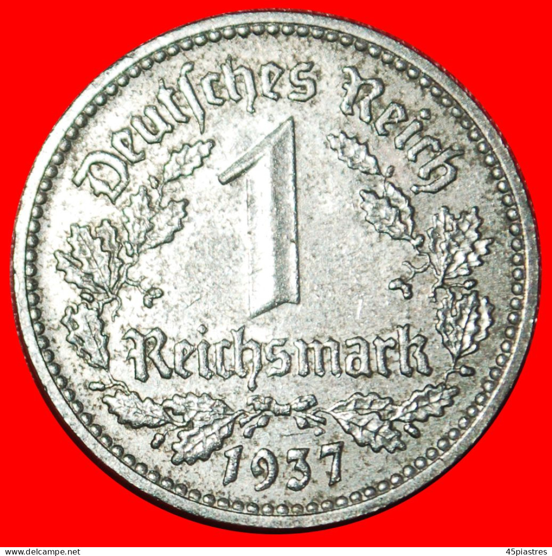 * NO SWASTIKA (1933-1939): GERMANY  1 MARK 1937D UNCOMMON! THIRD REICH (1933-1945) BAVARIA! · LOW START ·  NO RESERVE! - 1 Reichsmark