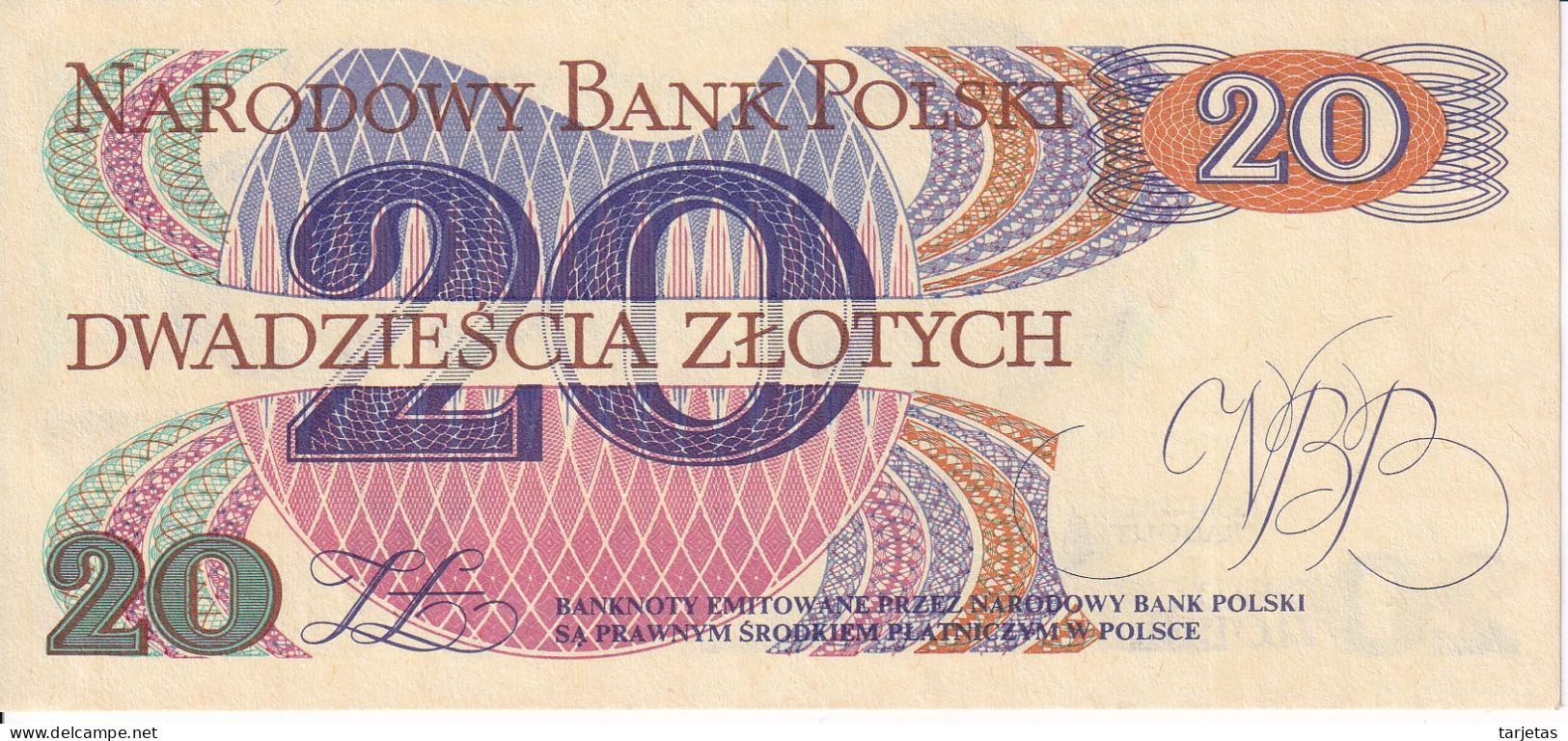 BILLETE DE POLONIA DE 20 ZLOTYCH DEL AÑO 1982 SIN CIRCULAR (UNC) (BANKNOTE) - Pologne