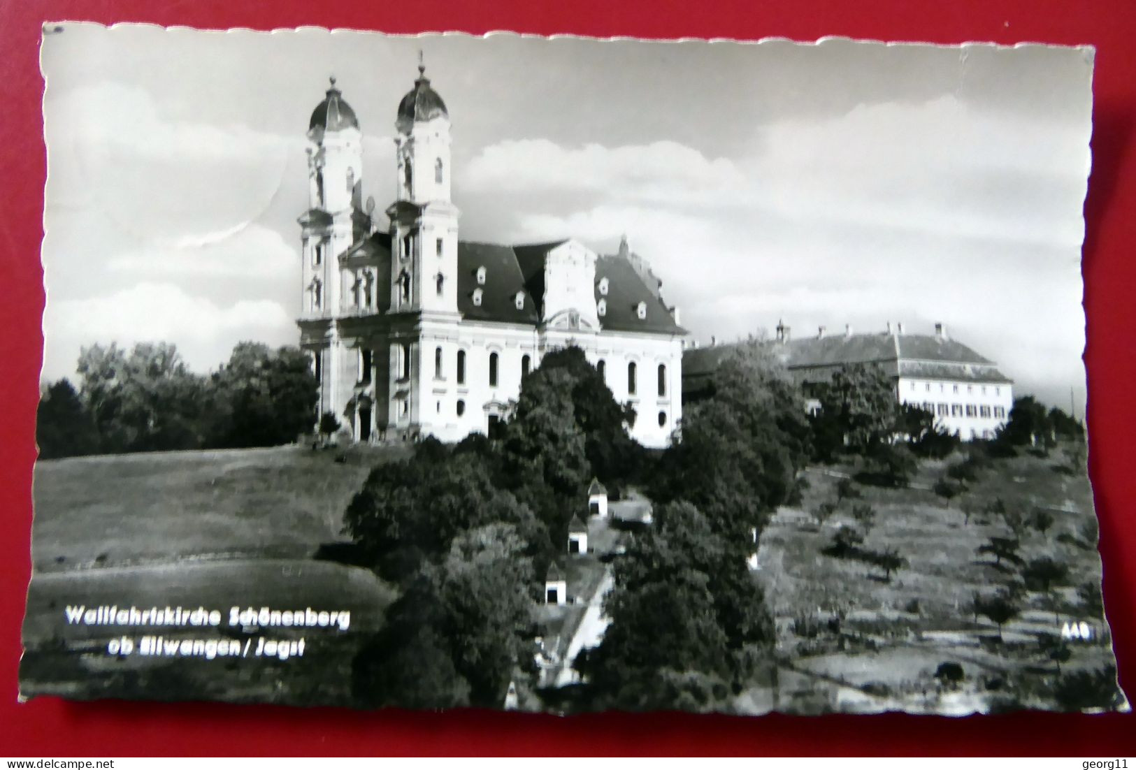 Ellwangen - Wallfahrtskirche Schönenberg - Echt Foto - Alte Postkarte - Kleinformat - Ellwangen