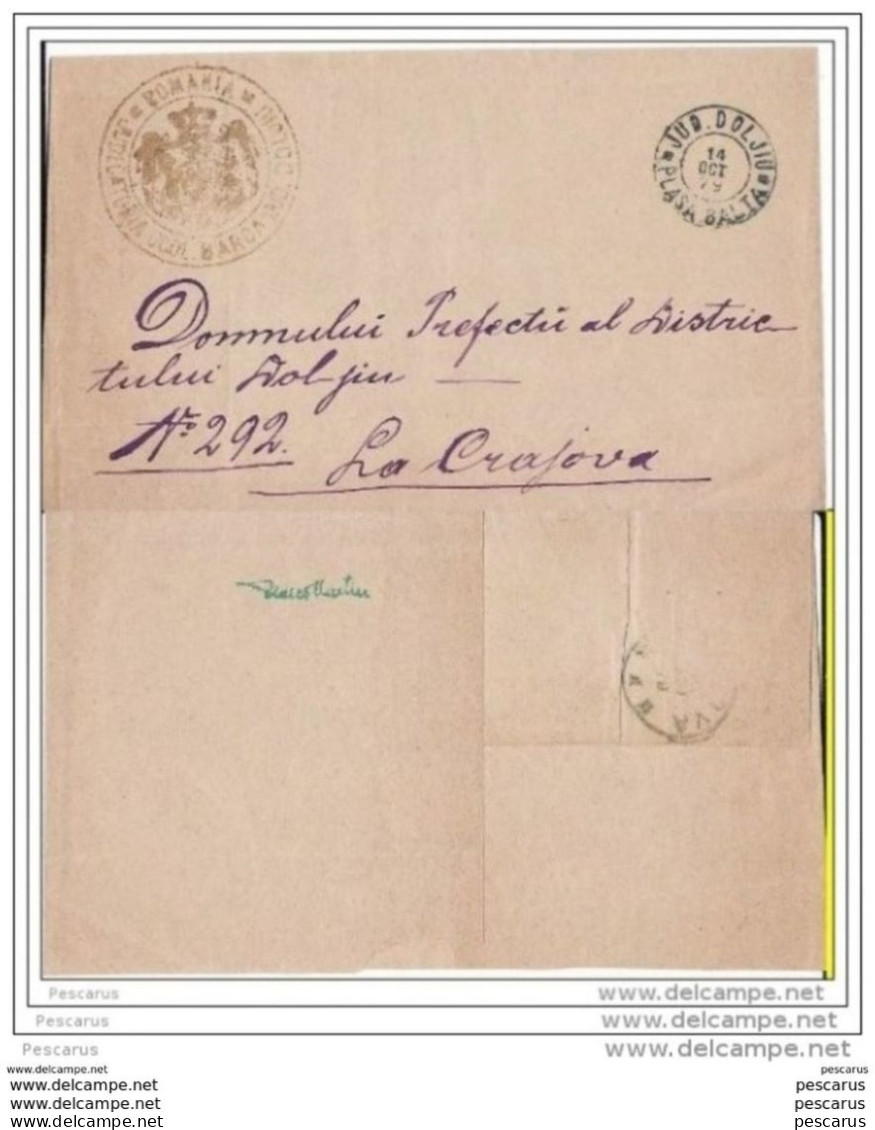 Romania ,Roumanie - Cover 1879 - Balta Dolj - Craiova - 1858-1880 Moldavia & Principality